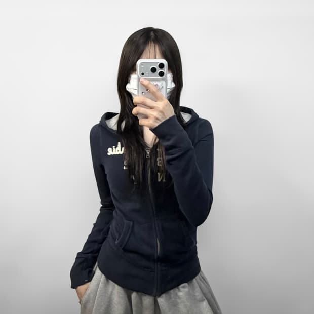 아베크롬비 스펠 로고 후드집업 네이비