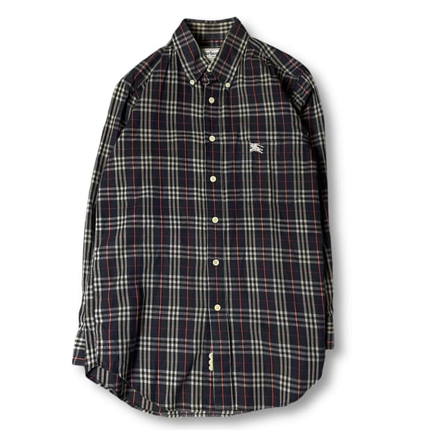 버버리 네이비 멀티 체크 긴팔 셔츠 S