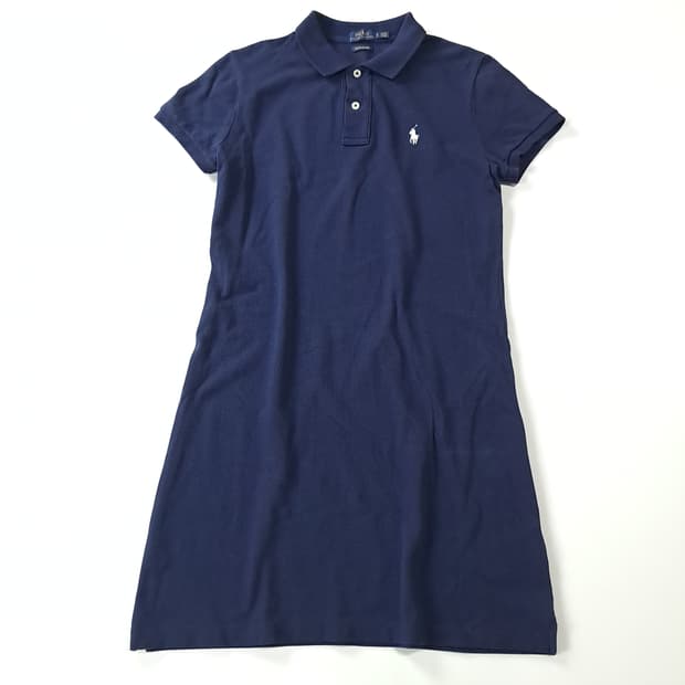 CK175 S 폴로 화이트포니 다크네이비 메쉬 미니 원피스
