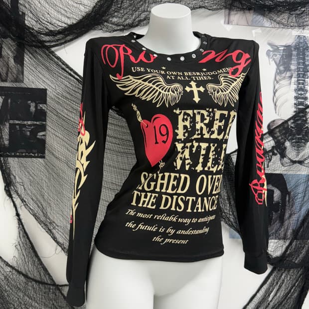 Punk mood wing printing longsleeve 