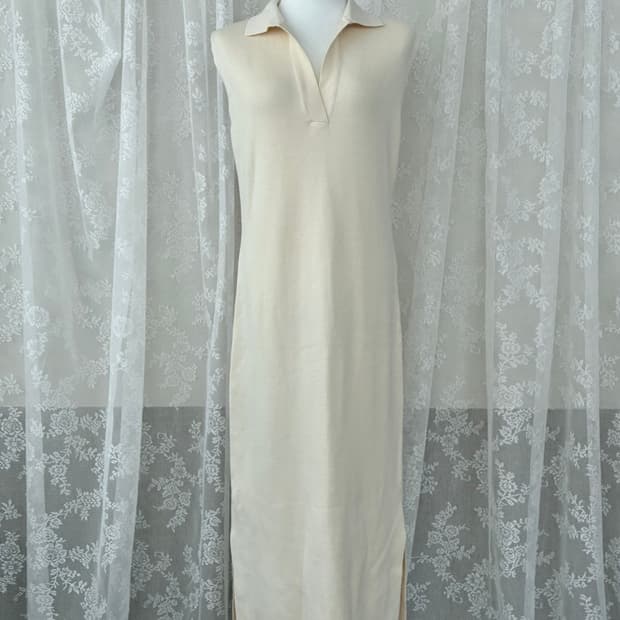 F) 새상품 르네제이 칼라 레이온 원피스 크림