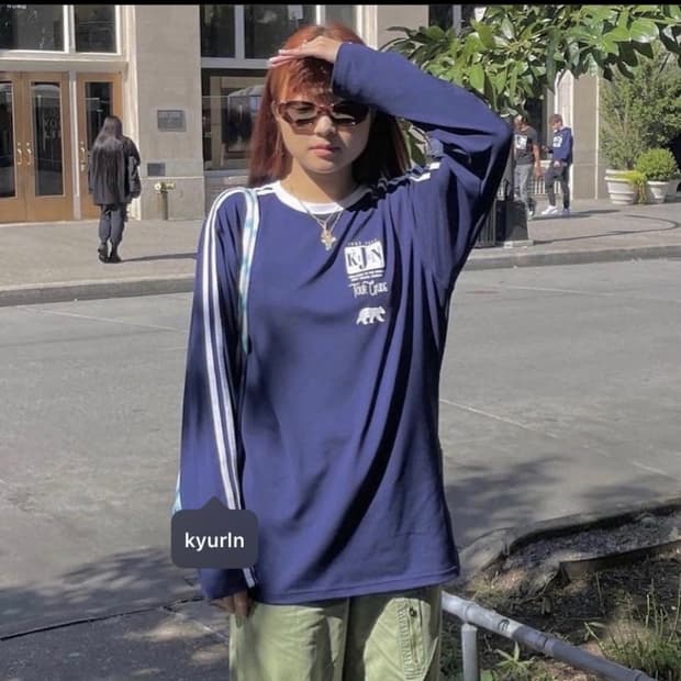 kijun 풋볼 롱슬리브 네이비 새상품