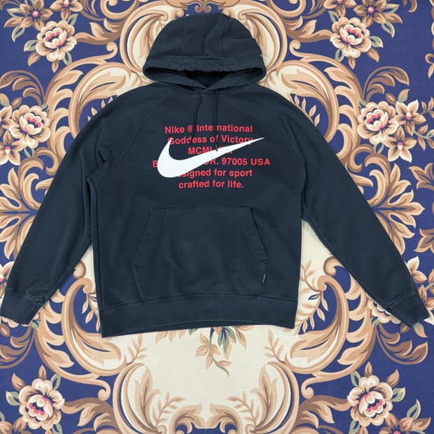 (XL)나이키 Nike 빅로고 후드티셔츠(블랙)