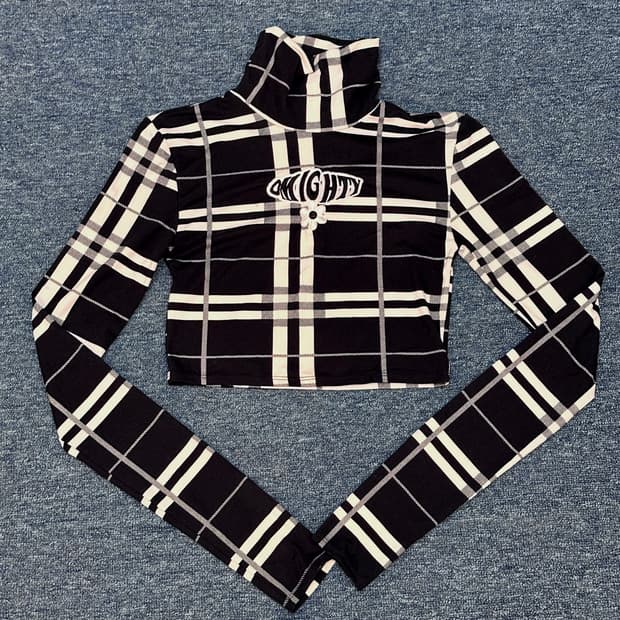 Omighty 체크 목폴라 터틀넥