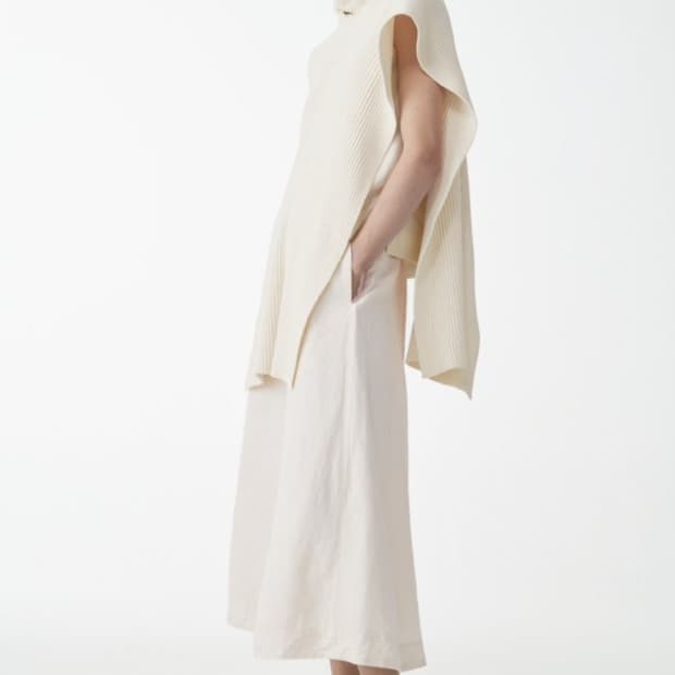 cos 코스 리브드 오가닉 코튼 하이브리드 판초 새상품