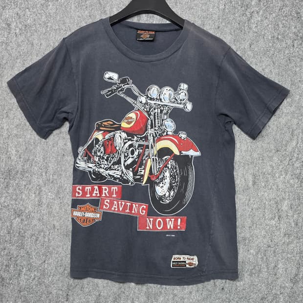 빈티지 할리 데이비슨 그래픽 페이드 그런지무드 반팔티