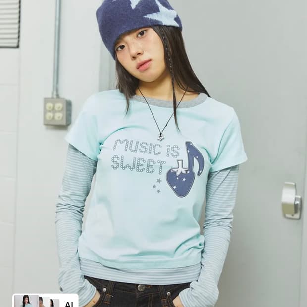 카비시 STRAWBERRY LAYERED LS TEE MINT