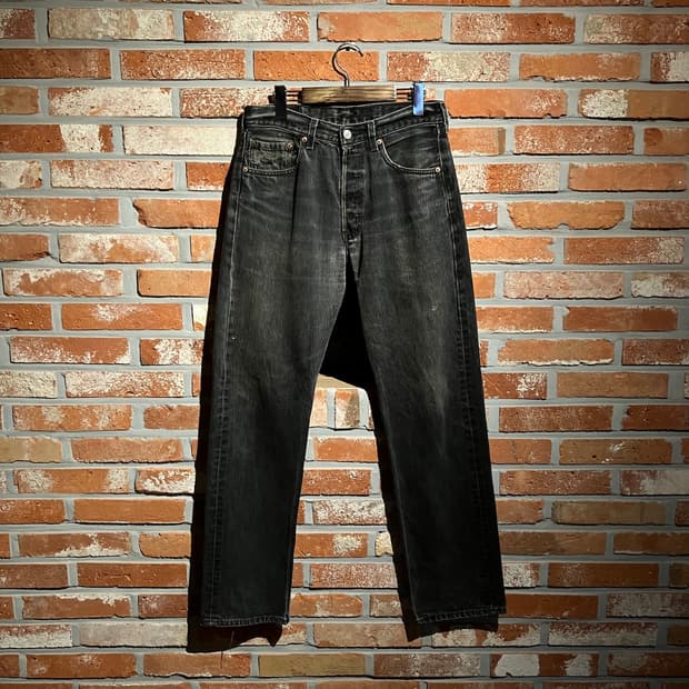 90s USA 빈티지 리바이스 501 블랙 데님 팬츠