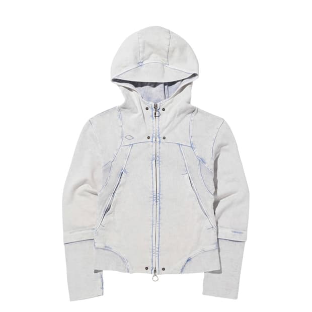 미스치프 롬버스 펀칭 후드집업 블리치드 라이트 블루 M