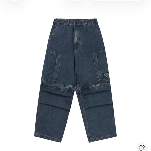 지유 X 언더커버 데님 컨버터블 와이드 카고 팬츠 블루
