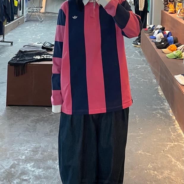 아디다스 잠스탁 럭비 폴로 핑크네이비 카라티 H1061