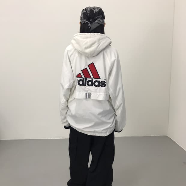 90's 아디다스 올드스쿨 백로고 화이트 바람막이