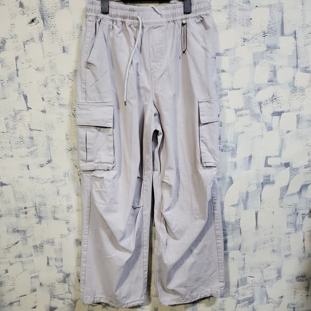 오드스튜디오 파라슈트 워싱 와이드 코튼 카고 팬츠 
