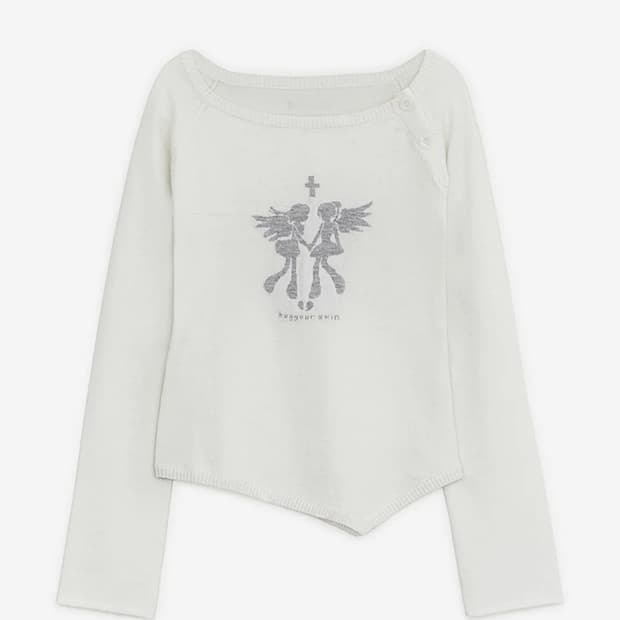 폴런 엔젤 버튼 니트 탑 (화이트)