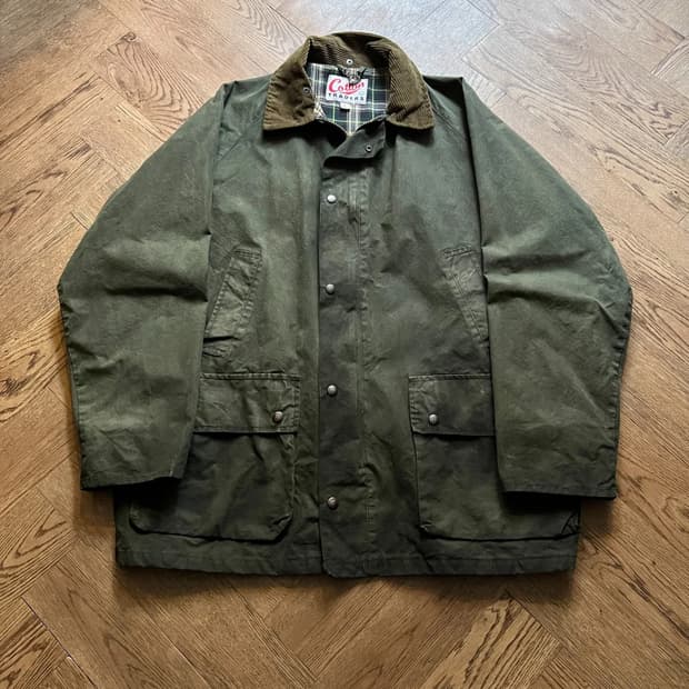 [L]90's USA 빈티지 올리브그린 왁스드 헌팅 자켓
