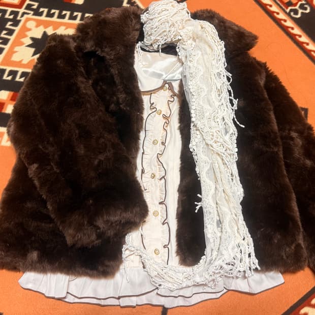 일본 빈티지 퍼자켓 블라우스 셔츠 자켓 머플러