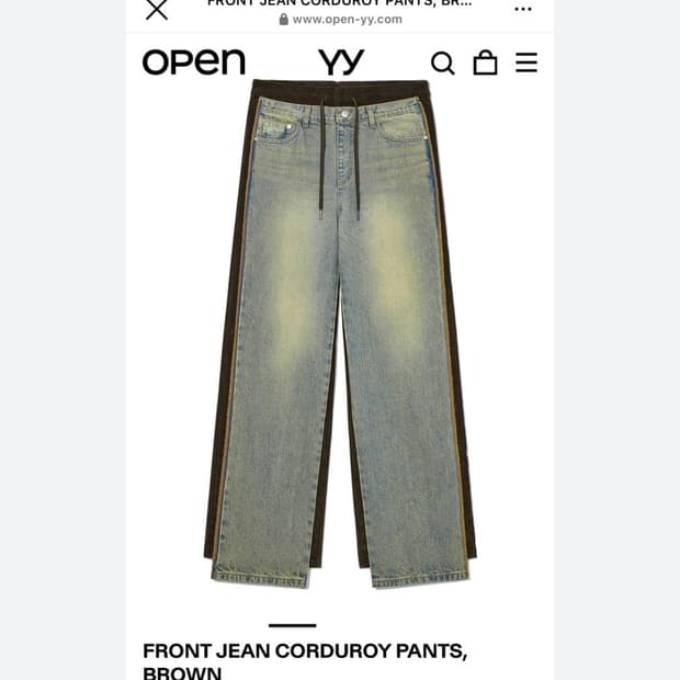 오픈와이와이 Open YY 데님 코듀로이 팬츠 사이즈 1 브라운