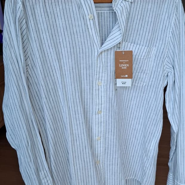 새제품) 탑텐 스트라이프 린넨 셔츠 100