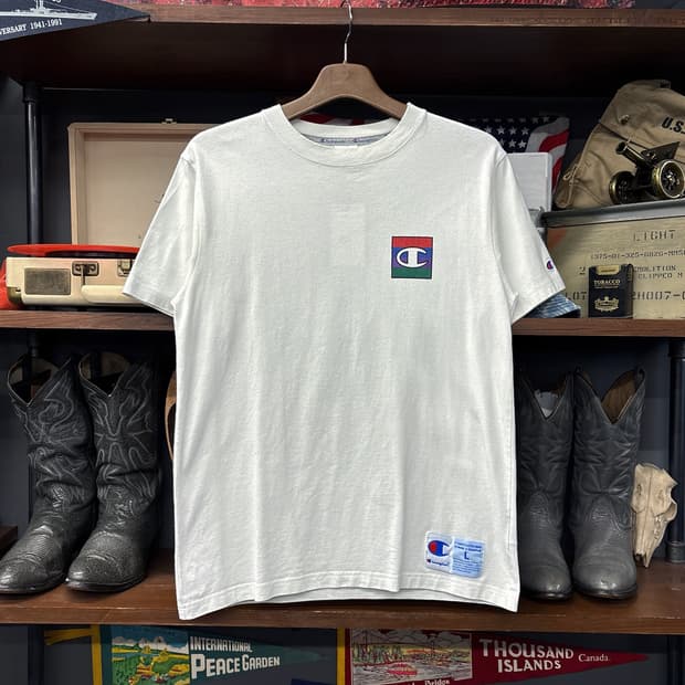 챔피온 시그니처 심볼 컬러블럭 프린팅 헤비코튼 티셔츠 N1208