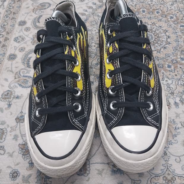 컨버스 척테일러 블랙 불꽃 로우 스니커즈 4.5 (235-240mm)