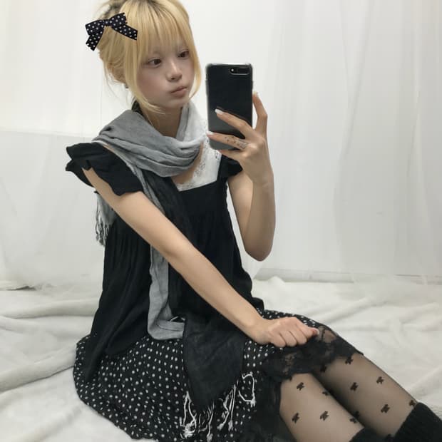 𝜗𝜚 블랙 도트 레이스 페어리  set 𝜗𝜚 