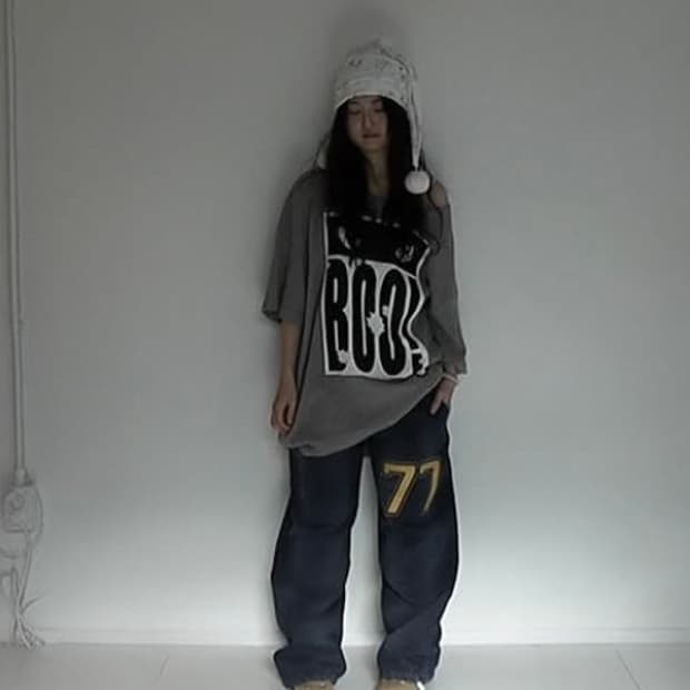 cat’s eyes flower waffle top (grey)