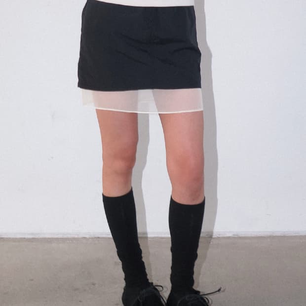 기준 kijun 시어 레이어드 미니 스커트