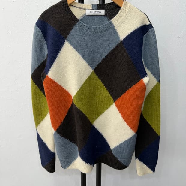 매장핀정품) 발렌티노 여성 아가일 니트 스웨터 S