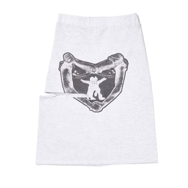 YY HUG&HEART CUTOUT SKIRT, GRAY