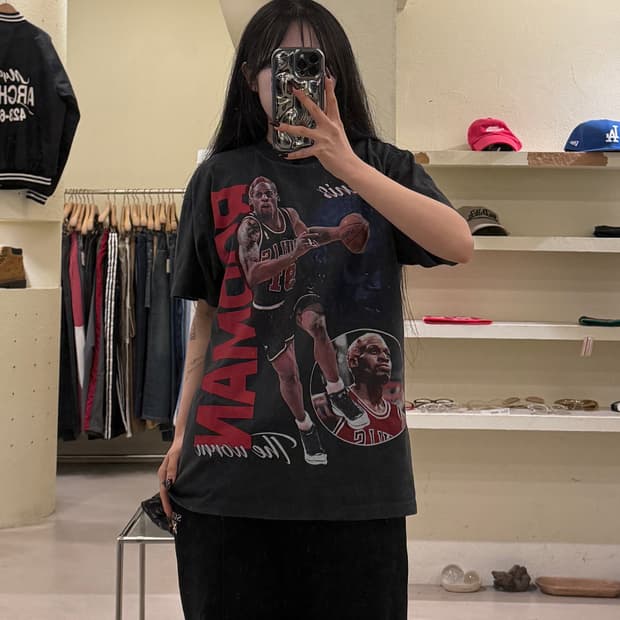 빈티지 데니스 로드맨 프린팅 반팔 티셔츠 U1506