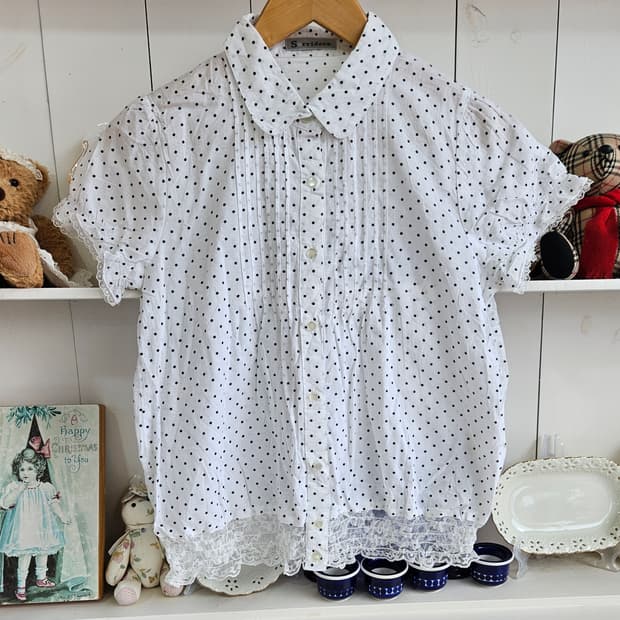 Sorridere도트 레이스 블라우스