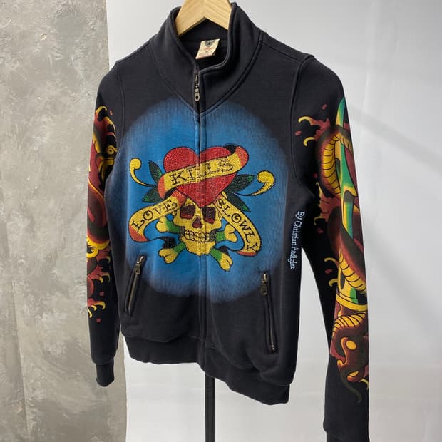 [M] Ed Hardy 에드하디 Y2K 풀 프린팅 집업
