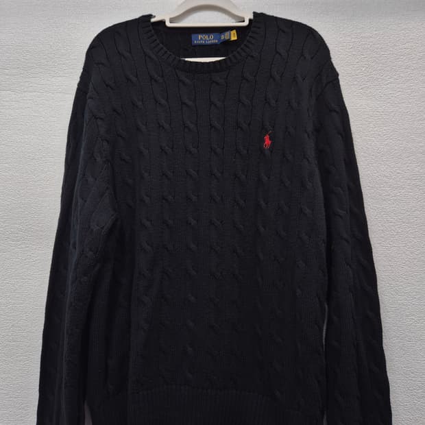 폴로  블랙 케이블 니트 스웨터 / 110 (정품)