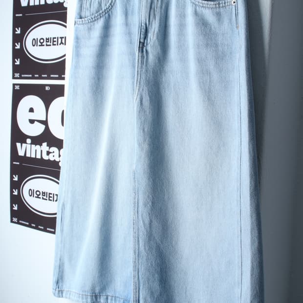 W(S-M) 자라 스커트 치마 A라인 데님 연청 롱-P10004