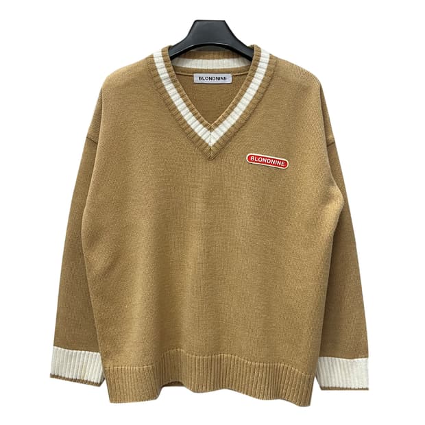블론드나인 오버핏 브이넥 니트 스웨터 M
