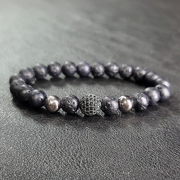 Velkar 바솔트 8mm 남자 빈티지 보석 원석 팔찌