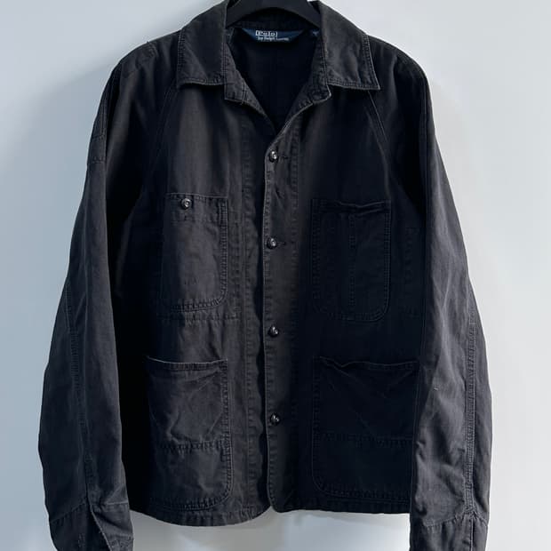 폴로 워시드 블랙 코튼 초어 자켓 (va.71)