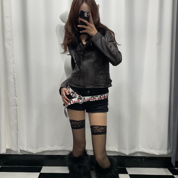 🎸다크 브라운 퍼 레더 자켓🎸