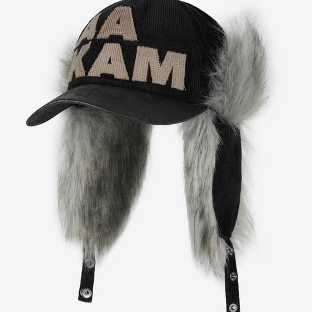 아캄 레더 믹스드 트래퍼 캡 트투퍼 캡 블랙