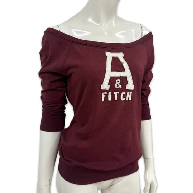 빈티지 아베크롬비 버건디 로고 오프숄더