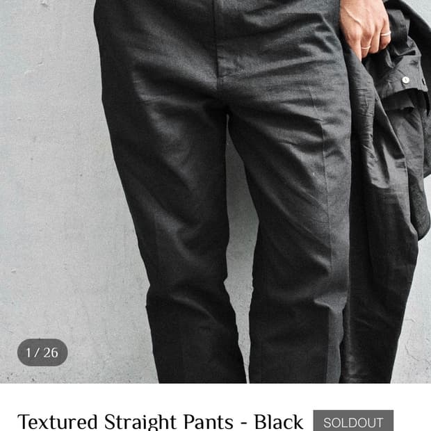 Textured Straight Pants - Black