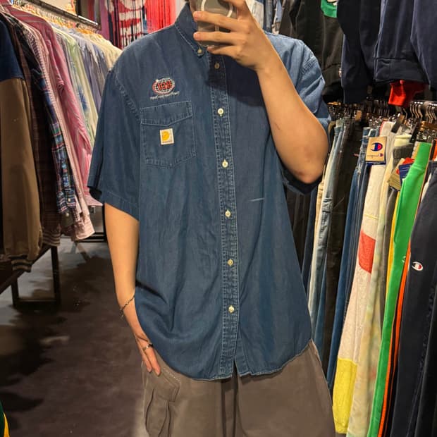 [IM] Carhartt 칼하트 데님 자수 반팔셔츠 진청