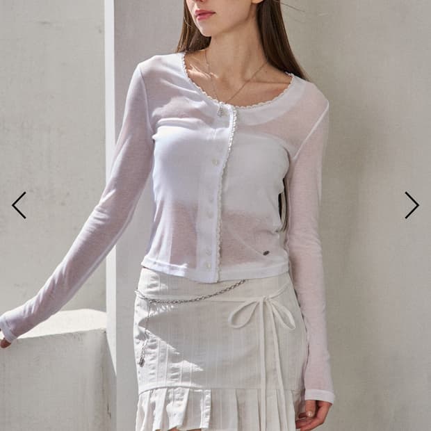 벨리아르 Lace tencel cardigan white 텐셀 가디건