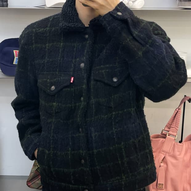 리바이스 쉐르파 체크 트러커 자켓