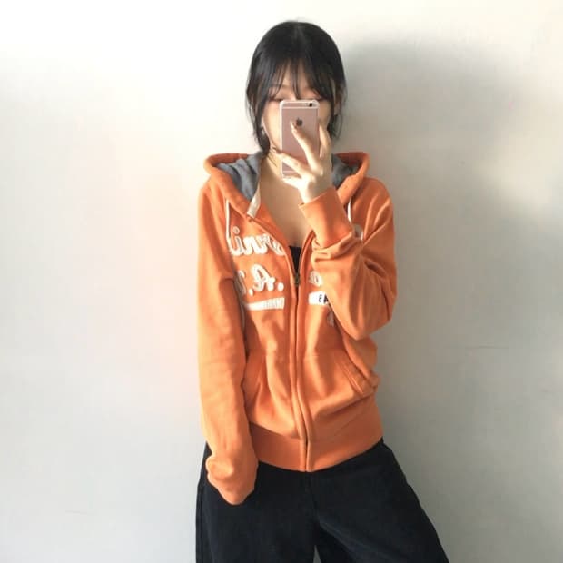 후아유 자수패치 후드집업