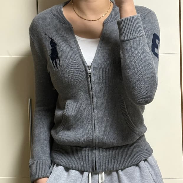 폴로 랄프로렌 빅포니 그레이 니트 집업 
