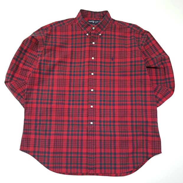CK075 XL 폴로 90s 블레이크 레드 타탄체크 버튼다운 셔츠 남방