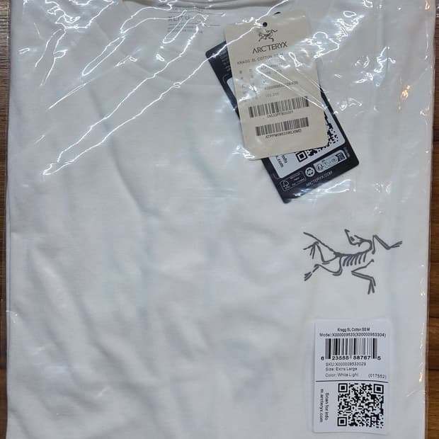 아크테릭스 크래그 코튼 반팔티셔츠 화이트 XL(새상품)