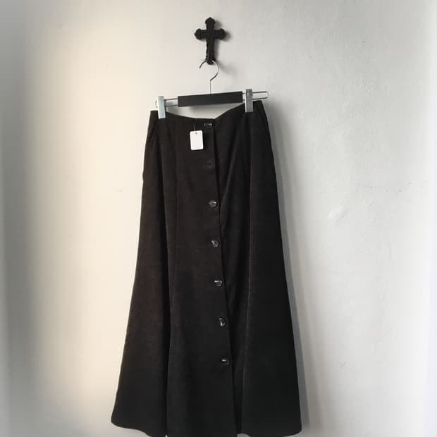 Button up corduroy long skirt