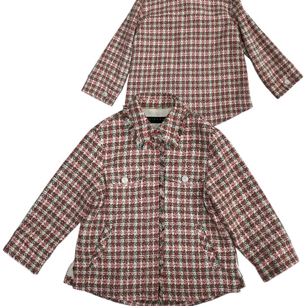 시슬리 트위트 체크 자켓 42